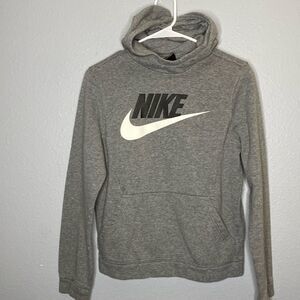 Gray Nike Kangaroo Pouch Hoodie Size Large Kids Unisex